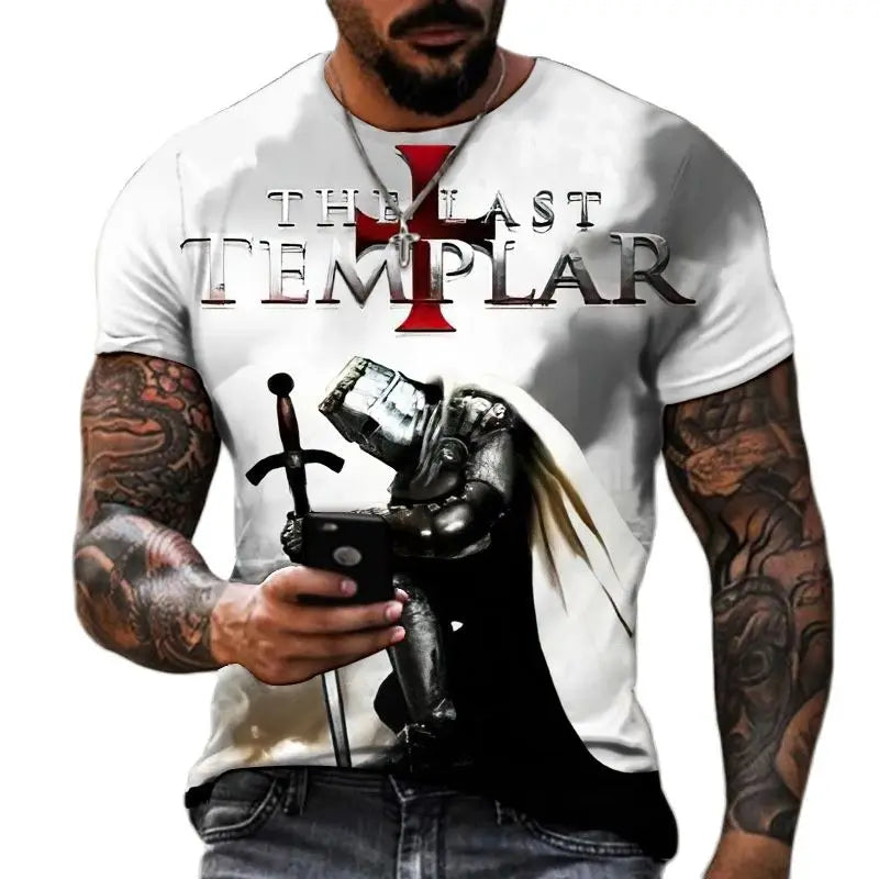 Fitspi Summer 3d Printed Men's T-shirt Street Harajuku Cross Tshirt for Men Short Sleeve Oversized Tshirt Vintage Top
