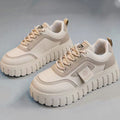 Fashion Girls Walking Style Chunky Sneakers PU Leather Students Sports Tenis Para Mujer Lace up Casual Shoes for Women