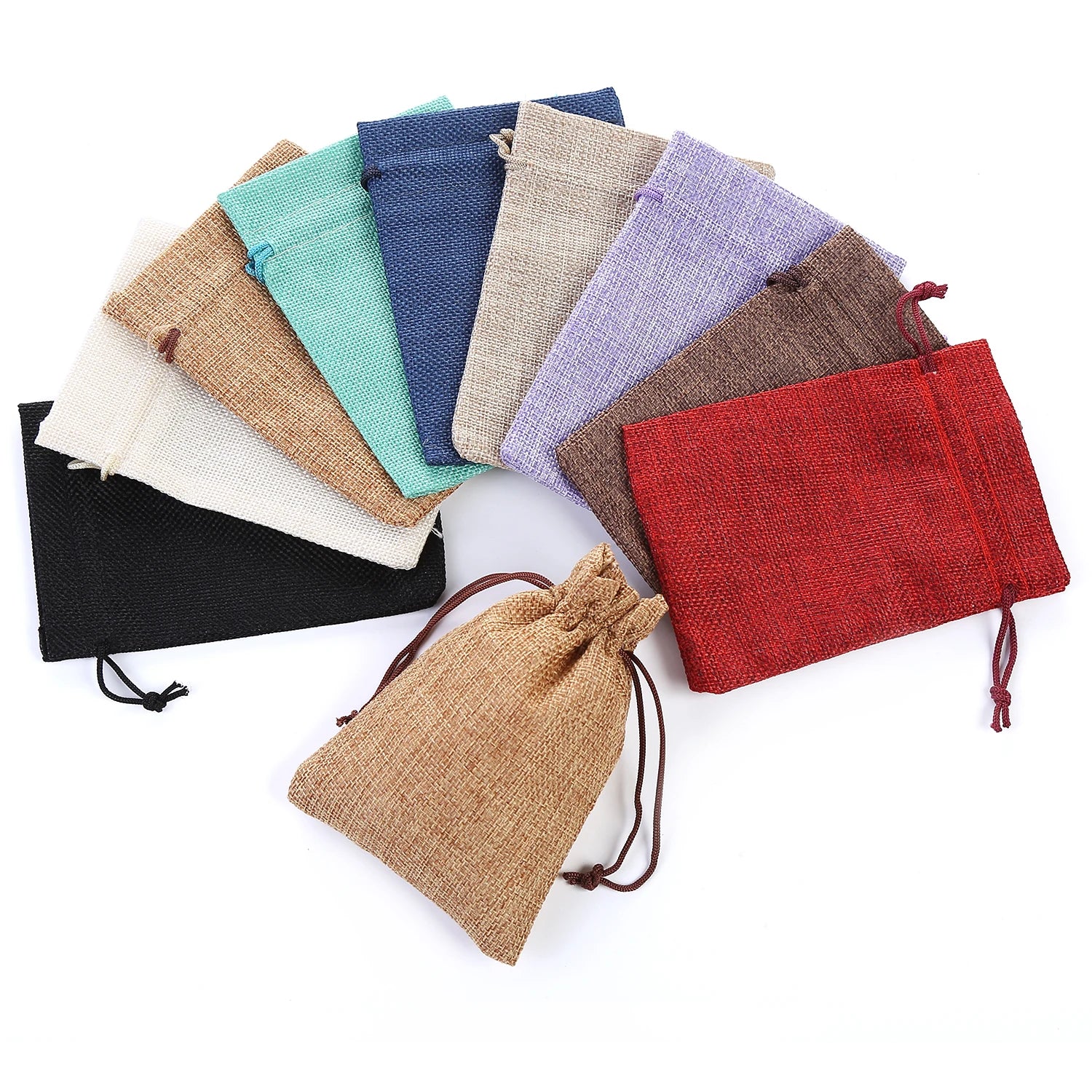 Wholesale Custom Logo Natural Jute Burlap Drawstring Bags Eco-friendly Linen Jewelry Pouch for Gift Packaging OEM Factory