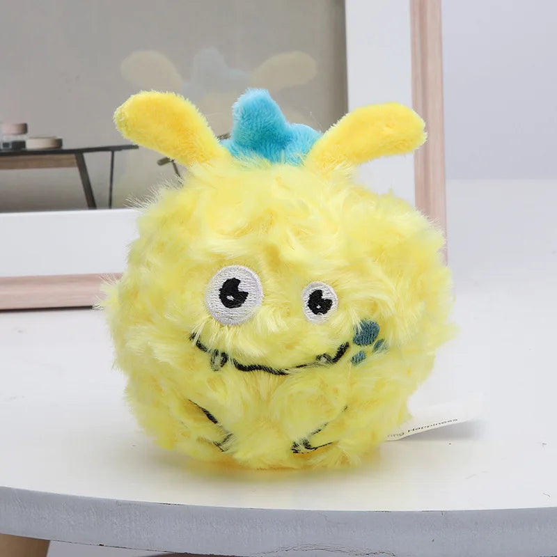 Pet Toy Plush Ball  Monster Dog Plush Ball Squeaky Interactive Dog Ball