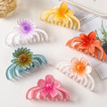 9.5cm Boho Colorful Plumeria Acrylic Flower Hair Claw Papid Sample for Women-Hawaiian Vacation Inspired Hair Claw Clip