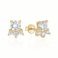 925 Sterling Silver 4 Zirconia Cute Stud Earrings  Dainty Hot Sell CZ Jewelry