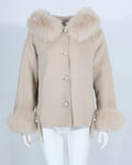 OFTBUY 2023 Autumn New Leisure Boxy Single Breasted Women Blends Coat Real Fur Collar Hooded Loose Woolen Coat with Wool Lining