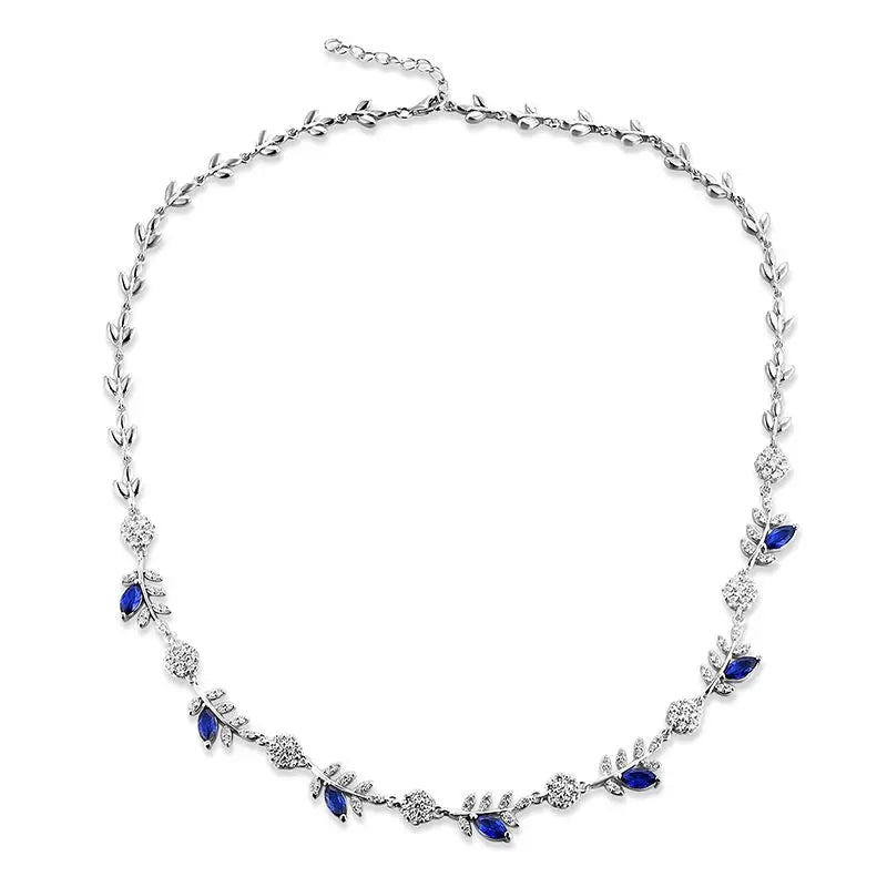 YH Jewellery Luxurious 925 Sterling Silver Horse Eye Blue Spinel Cz Zirconia Custom Charm Necklace