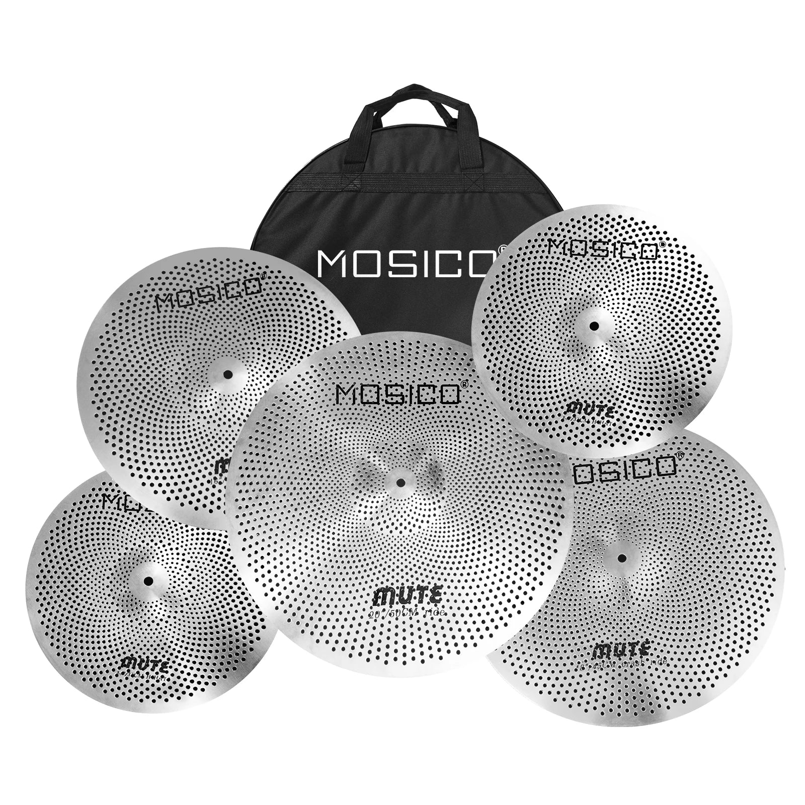 MOSICO Silver Color Low Volume Mute Cymbals Set for Drummers