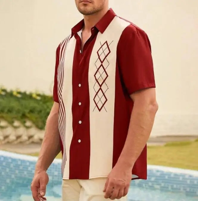 Fashion Stripe Elegant Men's Short Sleeve Shirt Wholesale Casual Formal Style Hawaii Beach Shirts