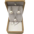 925 Silver Jewelry Set 14-15 MM Big Perfect ROUND Nature Freshwater Pearl Pendant Necklace and Earring
