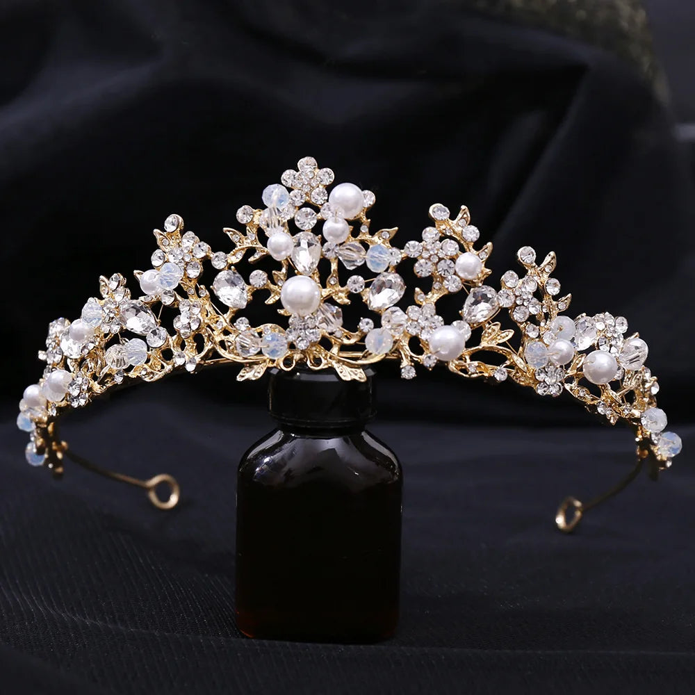 Miallo Luxury Handmade Crown Rhinestone Pearl Tiaras Wedding Dress Accessories Princess Queen Party Bridal Hair Jewelry