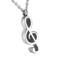 Vintage Musician Note Symbol Necklace Cremation Keepsake Stainless Steel Silver Plated Ash Urn Souvenir Funeral Memorial Jewelry