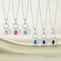 YILUN 925 Sterling Silver Cat Pendant Necklace with Multicolor Gemstone Teardrop Design Fine Jewelry for Women & Girls