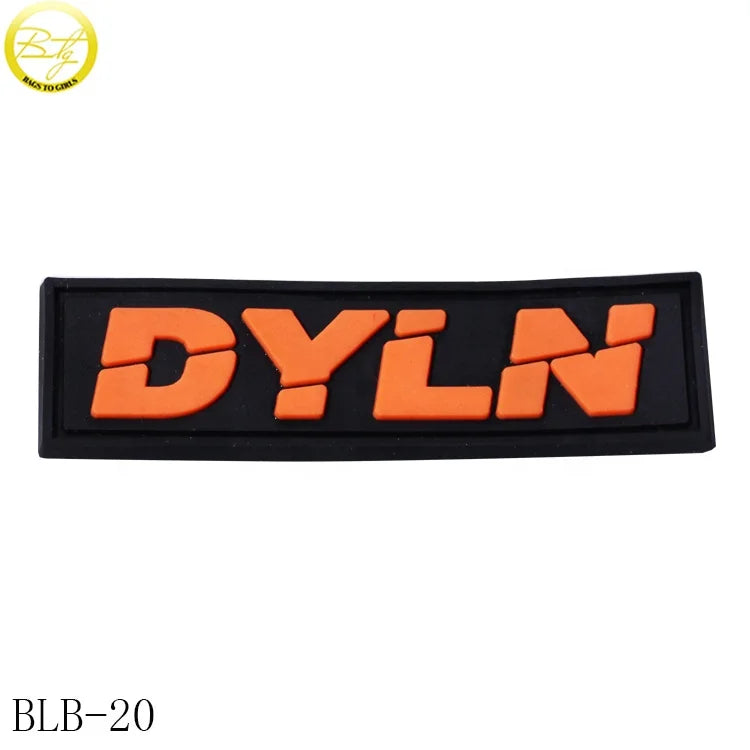 Custom Shoes Rubber Badge Making Garment Embossed Letter Silicone Name Tags Patch Sewing for Bags