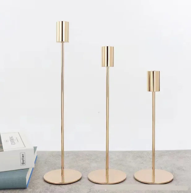 Decorative Metal Gold Candle Holder  Candle Jar Iron  Stick Candle Holder