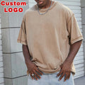 Custom logo Eu Size  Cotton Reverse Cut & Sew  250gsm Heavy Weight Washed Vintage Streetwear T-shirt for Men