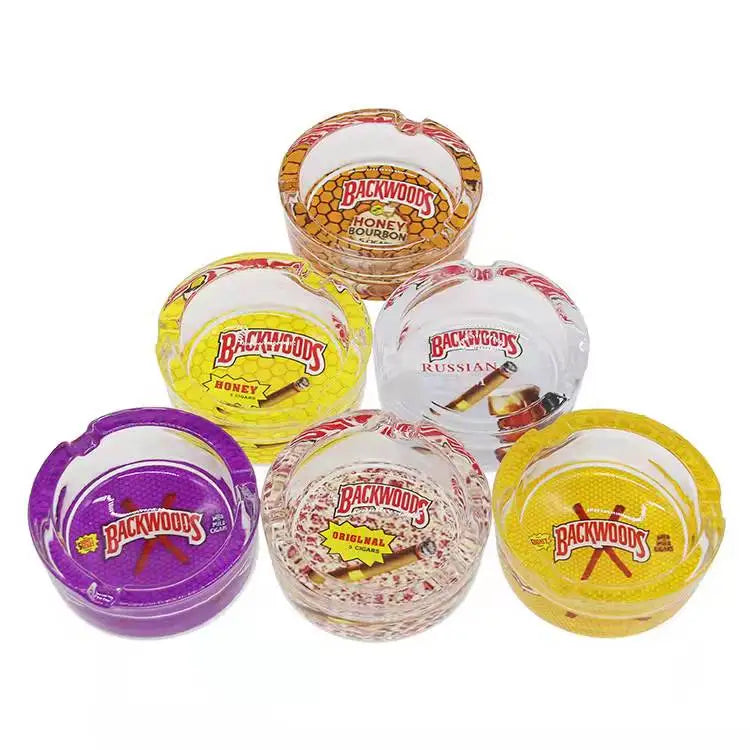 Hot Selling Custom 85MM Portable Crystal Glass Ashtray Cartoon Cigarette Holder Modern Design Multi-Use Home Car Use Ashtrays