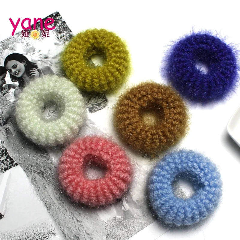 Winter Ponytail Holder Fashion Ladies Plush Seamless Hair Elastic