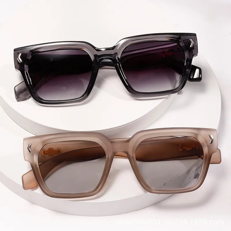 European&American Texture Sunglasses Men UV400Shades Sun Glasses Metal Decoration Square Frame Y2K Designer Sunglasses for Women
