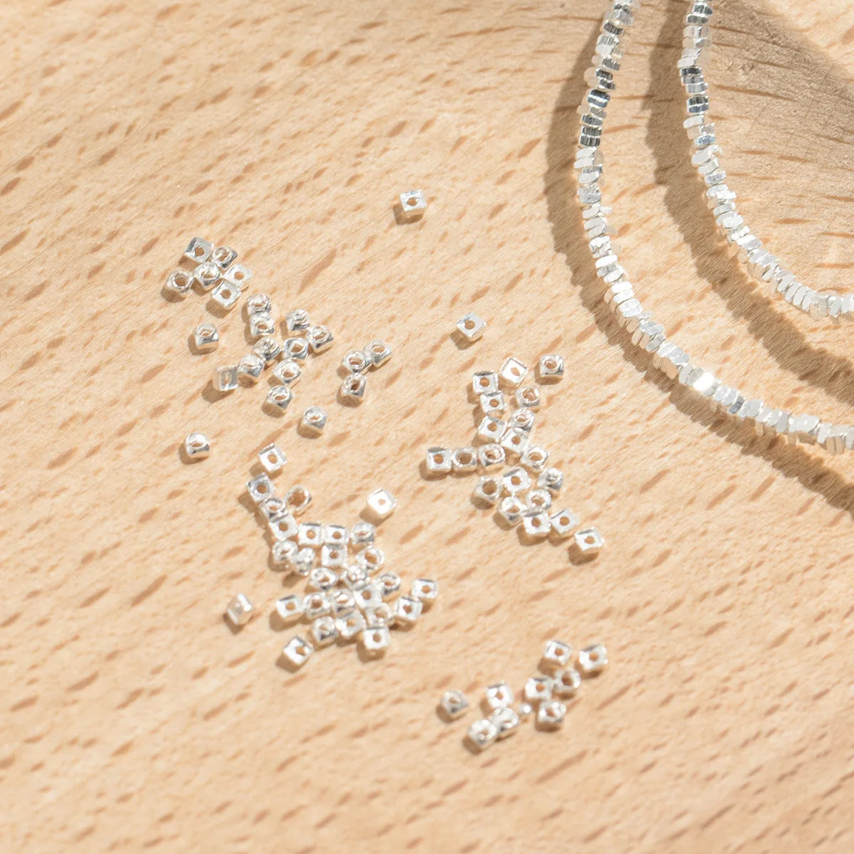 Genuine 925 Sterling Silver Irregular Beads Spacer for Jewelry Making Findings Square Shape Beads S925 DIY Accessories