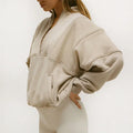 L230129 Custom Women Fall Heavyweight Pullover Warm Fleece Cotton Blank Oversized Turtleneck Zip Sweatshirt Clothes Women