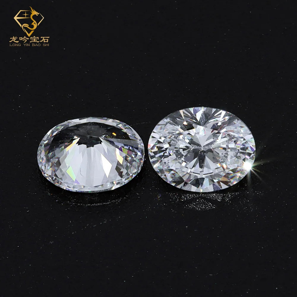 Wuzhou Factory Supplier 5A Quality CZ Stones 1.5*2-9*11mm White Loose Gemstone Oval Cubic Zirconia Synthetic CZ