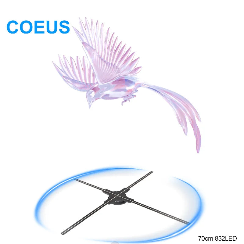 COEUS 70cm High Resolution 832LED Video Projector Light 3D LED Fan Advertising Machine with Remote for Display