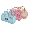 Small Personalized Retro Vintage Foldable Plastic Pvc Jelly Basket Bag Beach Bag Handbag Purse for Girls Women Party Favor Bags