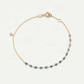 LOZRUNVE 925 Sterling Silver Fine Jewelry Dainty Gold Bezel Blue Sapphire Charm Bracelet