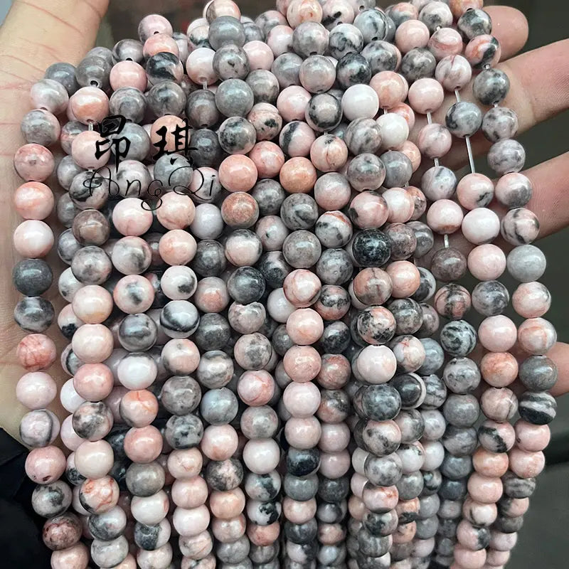 Wholesale Natural Zebra Jasper 4/6/8/10/12mm Loose Round Natural Pink Zebra Jasper Beads for Jewelry Making