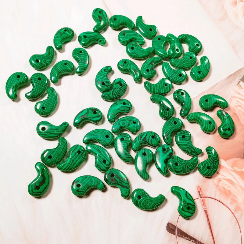 HZ Blessing Multi-color Hanging Engraved Gemstone Malachite Jade Magatama Jewelry