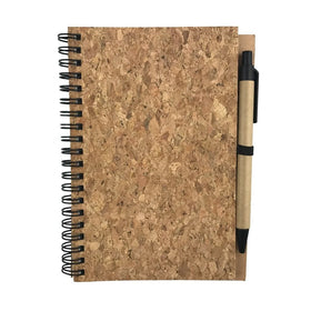 B6 Soft Wood Cork Cover Notebook with Spiral Bound and Recycled Paper Ball Pen NB013 Promotional Gifts Fatino B6 Cork Notebook