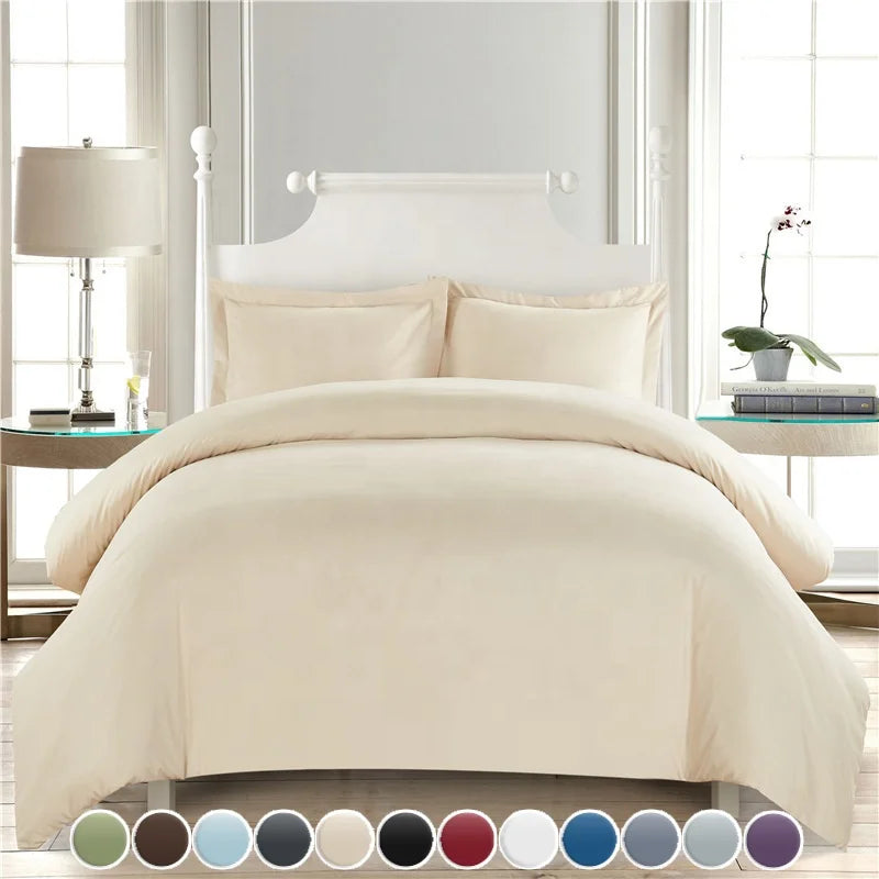Hot Sale Microfiber 3 Pc Solid Colors Sanding Comforter Plain Duvet Cover Sets