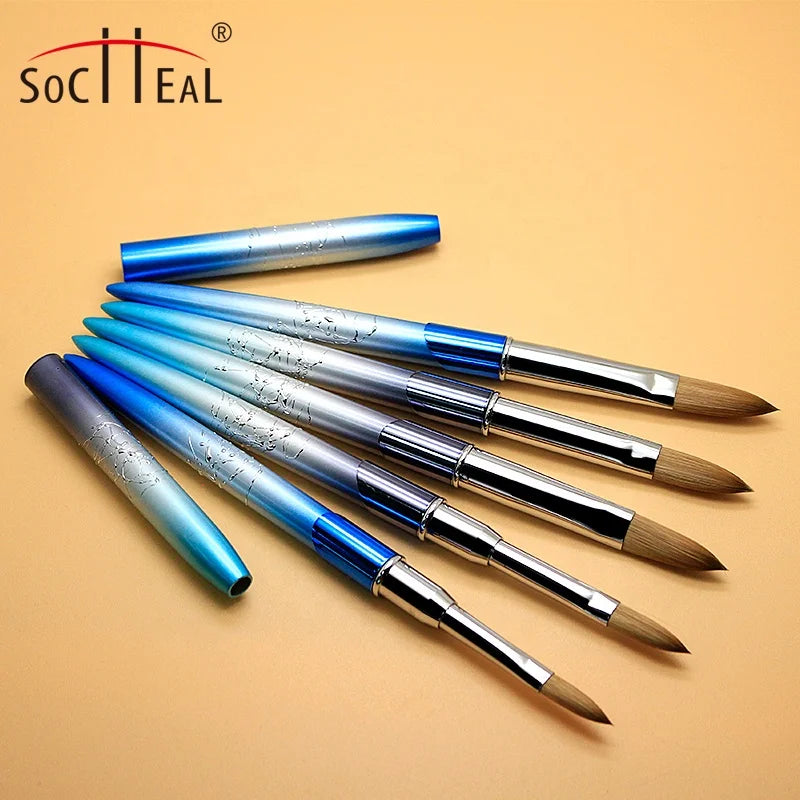 Yalixin Luxury Nail Brush Metal Handle 100% Pure Kolinsky Hair Custom Logo Acrylic Crimped Head Different Sizes Nail Beauty Tool
