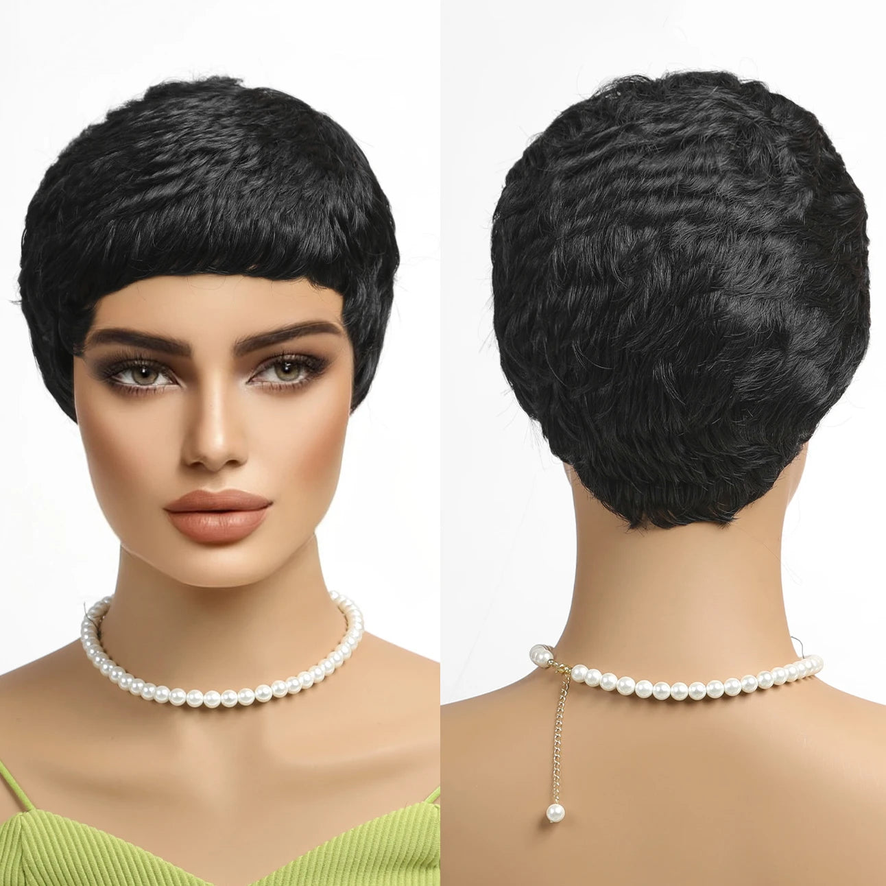 Factory Fast Delivery Black Short Hair African Women Use Pixie Straight Hair Synthetic Wig High Density Heat Resistant Wig