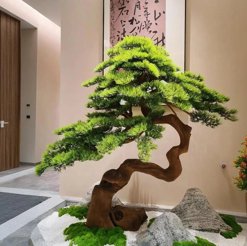 Garden Artificial Plants Green Cypress Tree Fiberglass Artificial Pine Tree Big Japanese Pine Trees for Home Decor