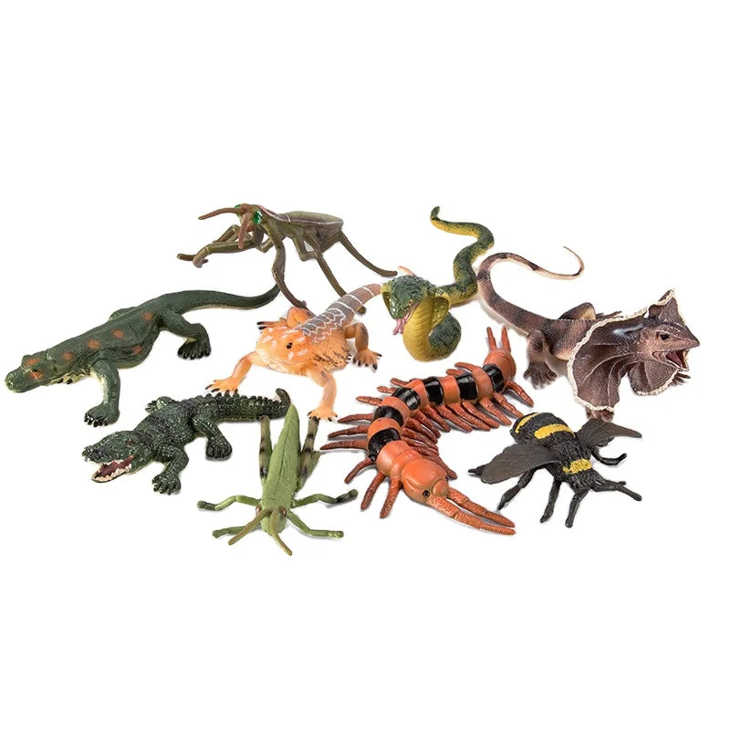 Zhiqu Toys PVC Simulation Insect Models Science Education Animal Ornament with Lizard Mantis Snake Bee for Boys Sand Table