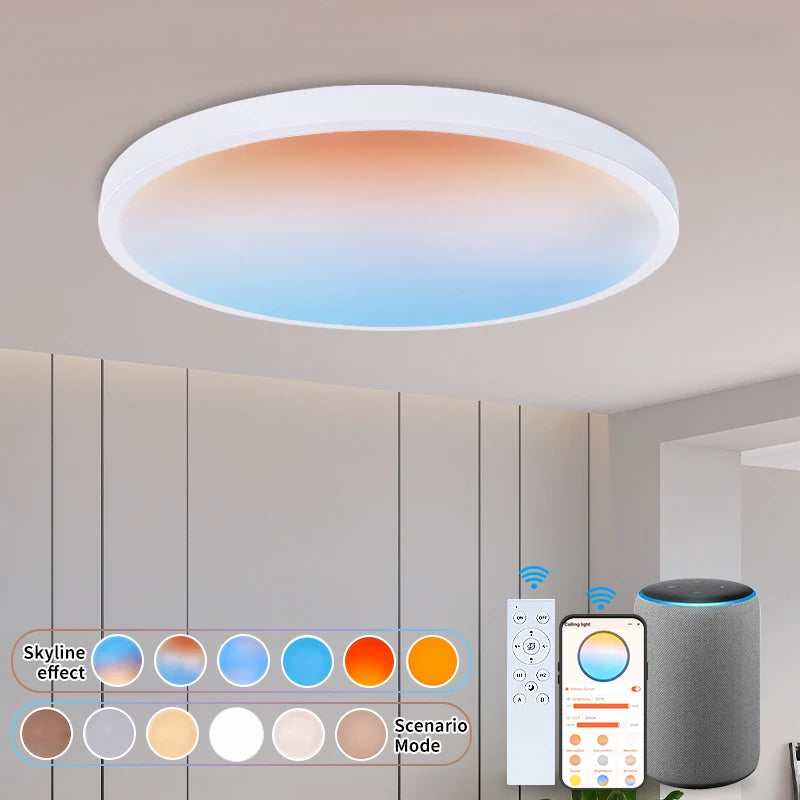 Modern Full-Spectrum TUYA WIFI LED Skylight Ceiling Light Hotel Use White Shade DIY Minimalist Design Eye Protective