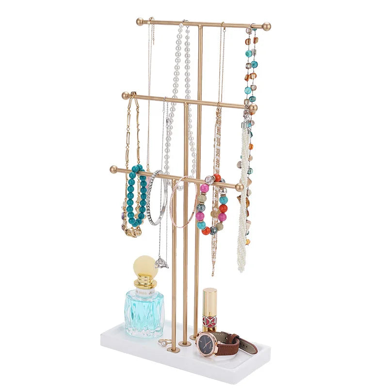 Nordic Style Gold Jewelry Display Rack 3 Mast for Bracelets Rings Earrings Integrated Storage Hanging