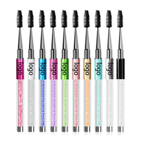 Wholesale Quality Travel Clear Crystal Lash Extension Diamond Silicone Makeup Brushes Quality Nylon Bulk Mascara Wands