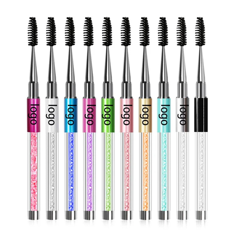 Wholesale Quality Travel Clear Crystal Lash Extension Diamond Silicone Makeup Brushes Quality Nylon Bulk Mascara Wands