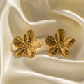 New 2023 Korean Vintage Earring Plated 18k Gold Earring Big Flower Stud Earring for Women