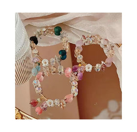 2024 Korean Sweet Crystal Gemstone Bracelet Green Aventurine Agate Charm Flower Water Drop Crystal Bead Bracelet for Women