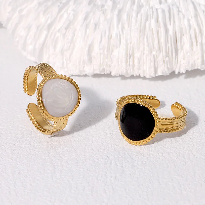 Beimai OEM Ring Light Luxury High-end Geometric Gold-plated Stainless Steel Ring