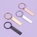 Fashion Non Tarnish Black Silver Rose 18K Gold Plated Blank Rectangle Stainless Steel Custom Logo Keychain for Gift