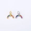 CZ8299 Dainty Tiny Mini Small Gold CZ Diamond Rainbow CharmTiny Minimal Zircon Cubic Zirconia Multicolor Rainbow Charm Pendant
