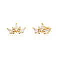 Wholesale Fashion Jewelry 925 Sterling Silver Minimalist Crown Zircon Shape with Ball Piercing Screwbacks Stud Earring Jewelry