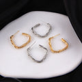 Light Luxury Upscale Square Spiral Cord Twist Back Hoop Earrings for Women Made of Brass Cute Style