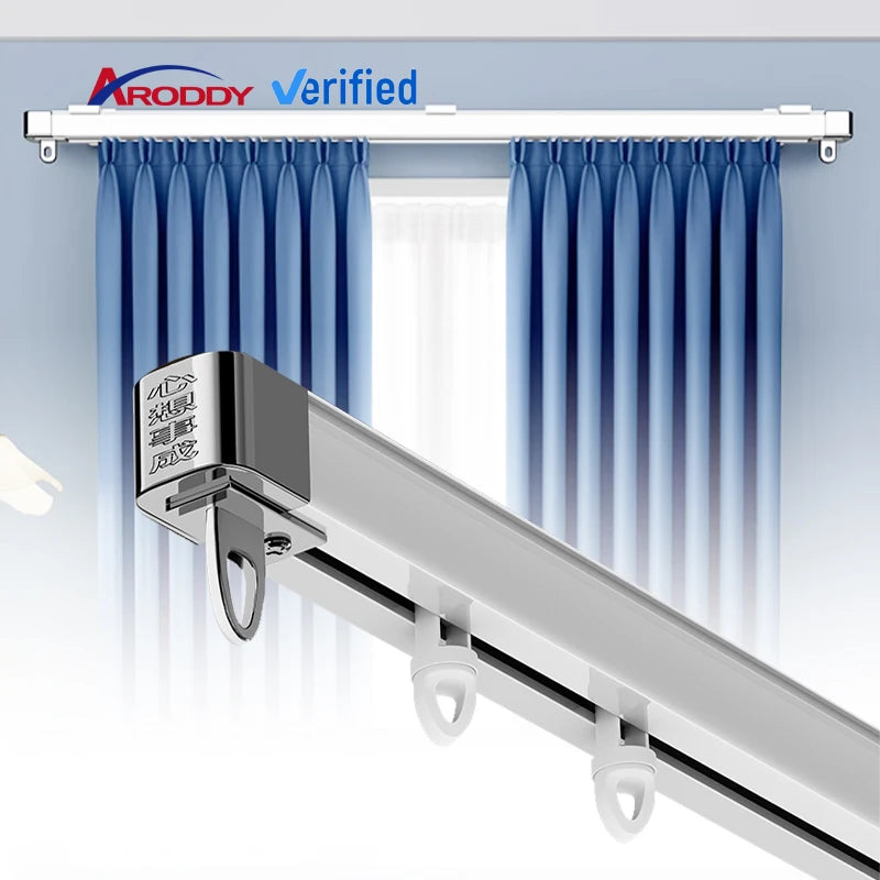 ARODDY Extendable 28-48inch Aluminium Alloy Curtain Track Ceiling Curtain Rod and Rail Ceiling Curtain Tracks Set