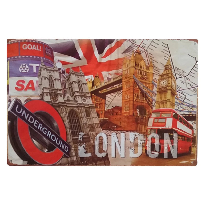 London Underground Metal Poster Vintage Plaque Beer Tin Plate Wall for Bar Pub Home Decoration Man Cave Garden Retro Sign