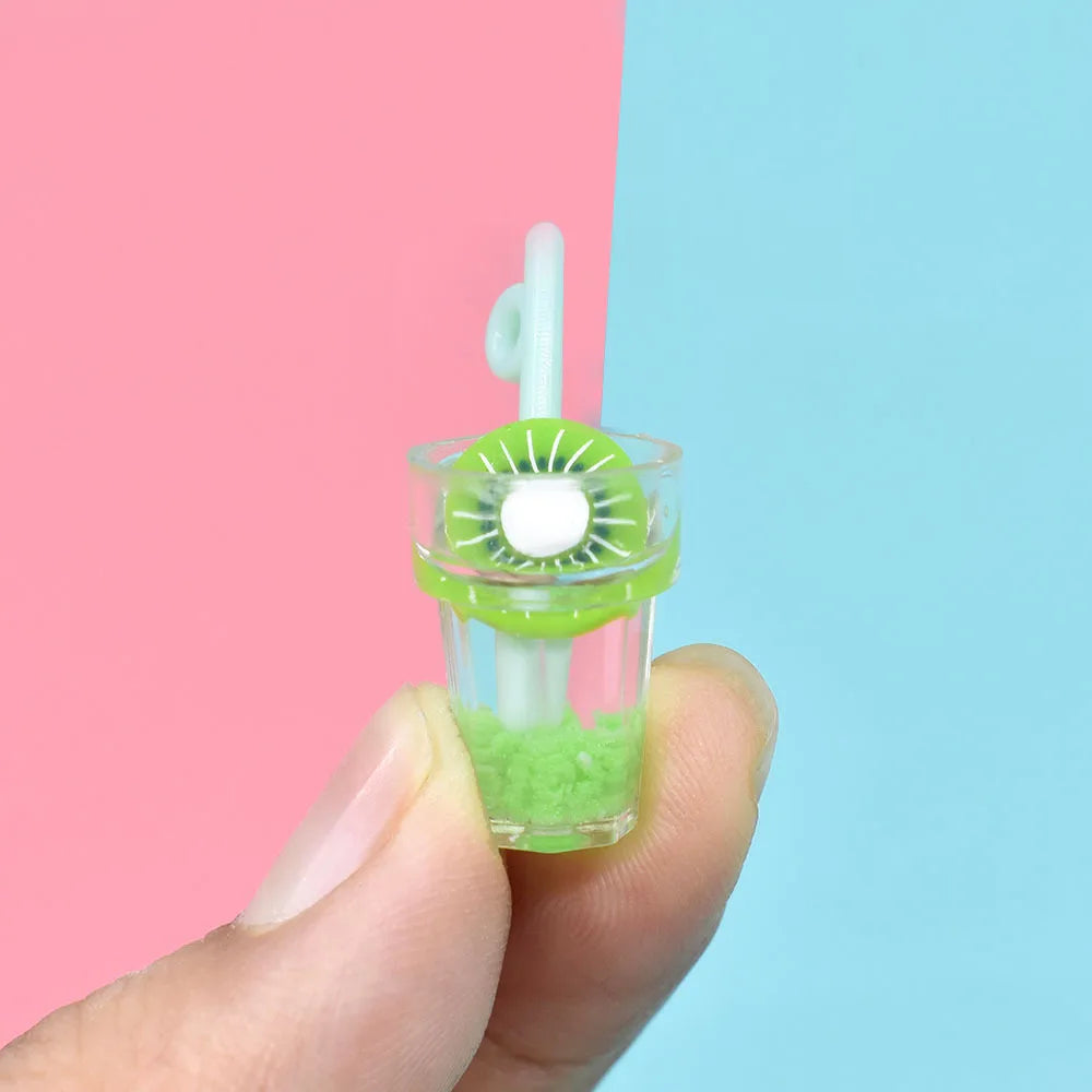 Hot Sale New Style Brillant Glow the Dark Effect 3d Simulation Fruit Beverage Fake Bottle Craft Charms for Key Ring