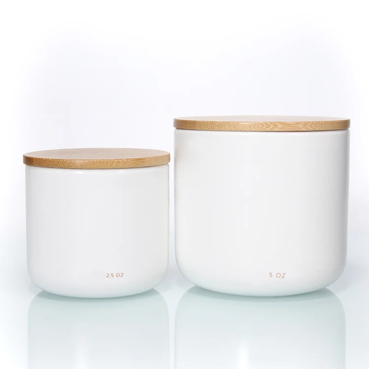 Customize Logo White Luxury Matte Black Porcelain Candle Vessels and Box Empty Ceramic Candle Jars Candle Containers With Print