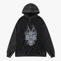Factory Custom Heavy Hoodie Custom Dark Grey Wash Acid Hoodie Graphic Skull Hoodies for Men